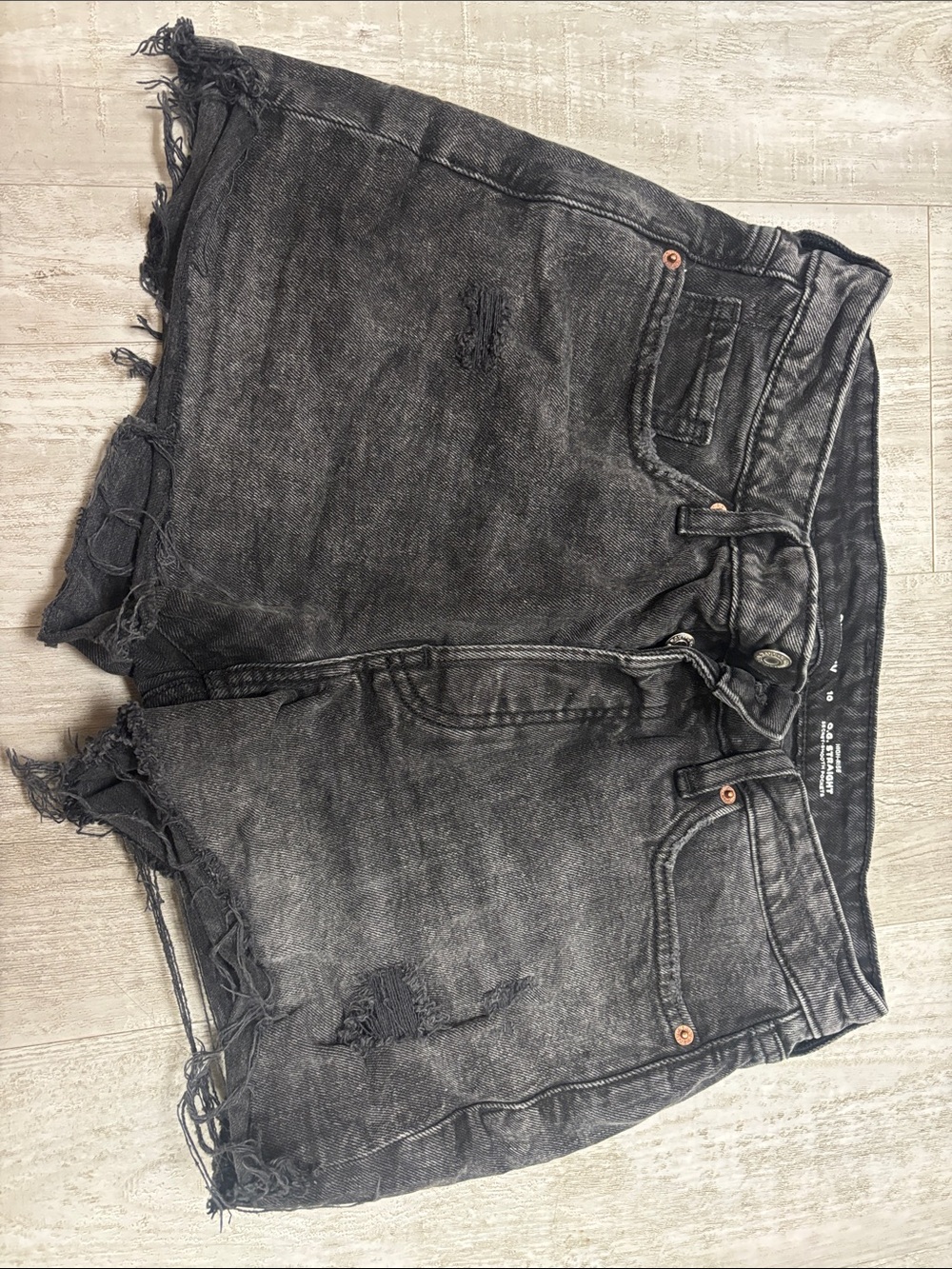 Old Navy Black Distressed Denim Jean Shorts